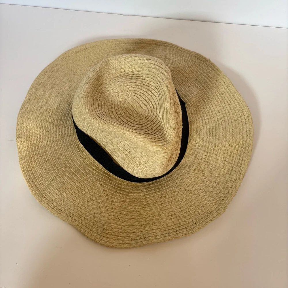 Sole Society Wide Brim Braid Paper Straw Panama Floppy Summer Hat Coastal Resort